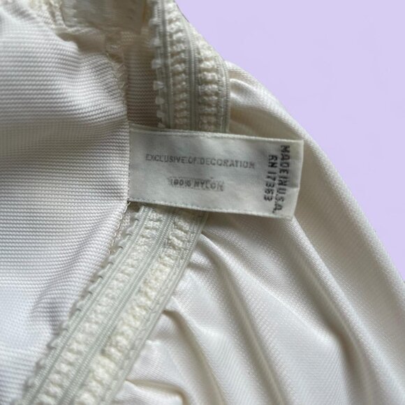 VINTAGE 70s KOMAR WHITE LACE TRIM MAXI SLIP SKIRT - Picture 5 of 5